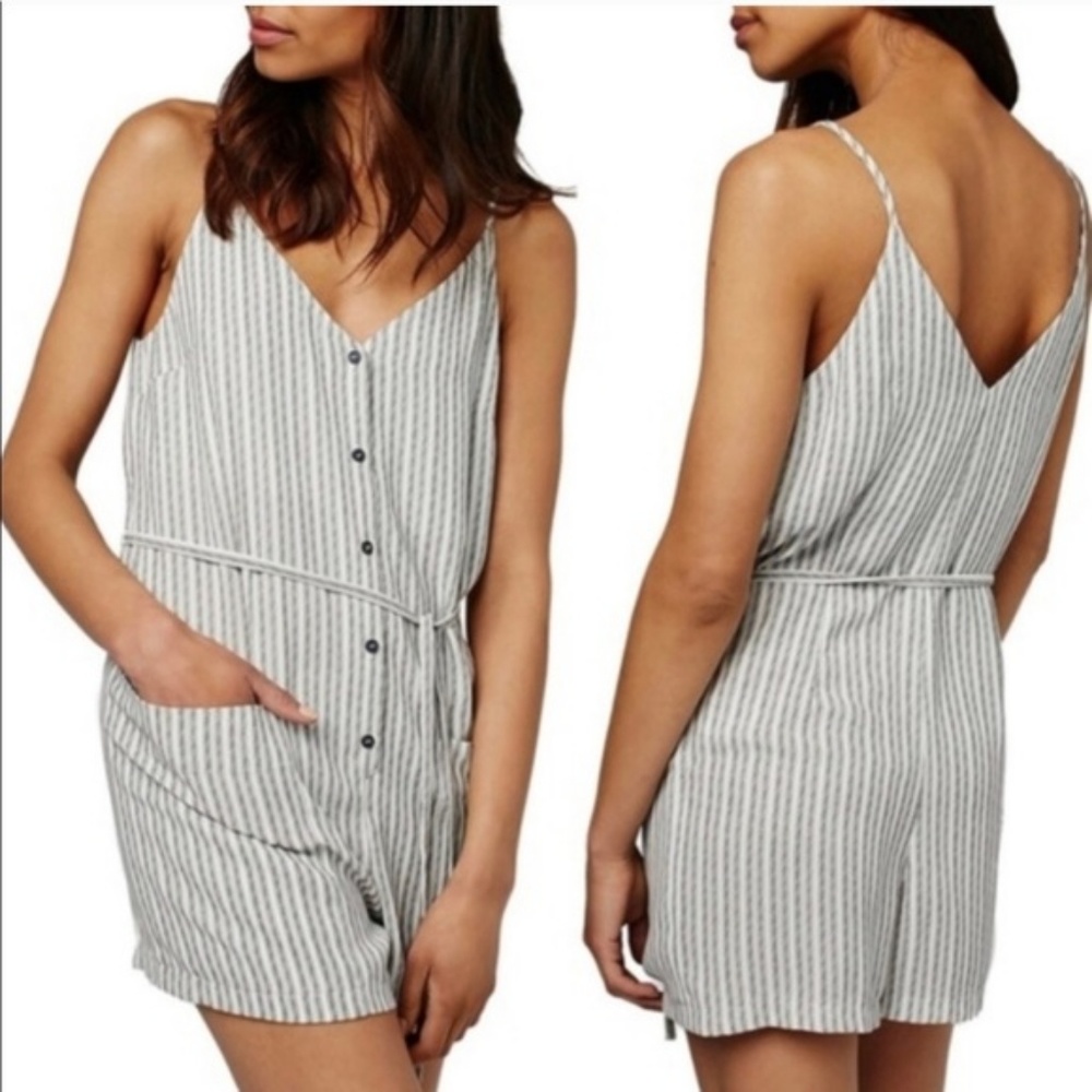 Topshop Romper Tank Top Shorts V-neck White & Gray